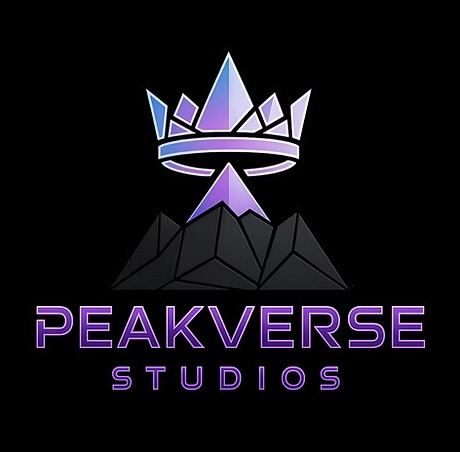 PeakVerse Studios crown and mountain logo